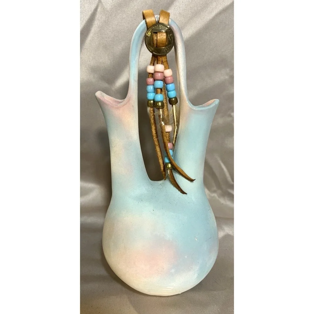 STUNNING 10.5 Mexican Pottery Wedding Vase Beautiful colors‎ (2432)